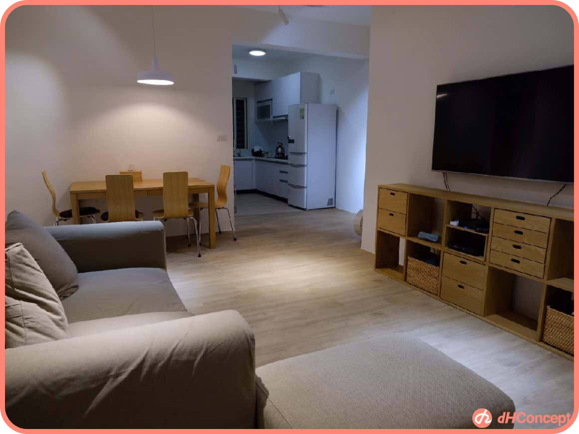 新屋15坪透過「輕裝修」打造，水泥地升級木質地板大改造！｜DIY 地板改造案例 - dHConcept 玩味空間